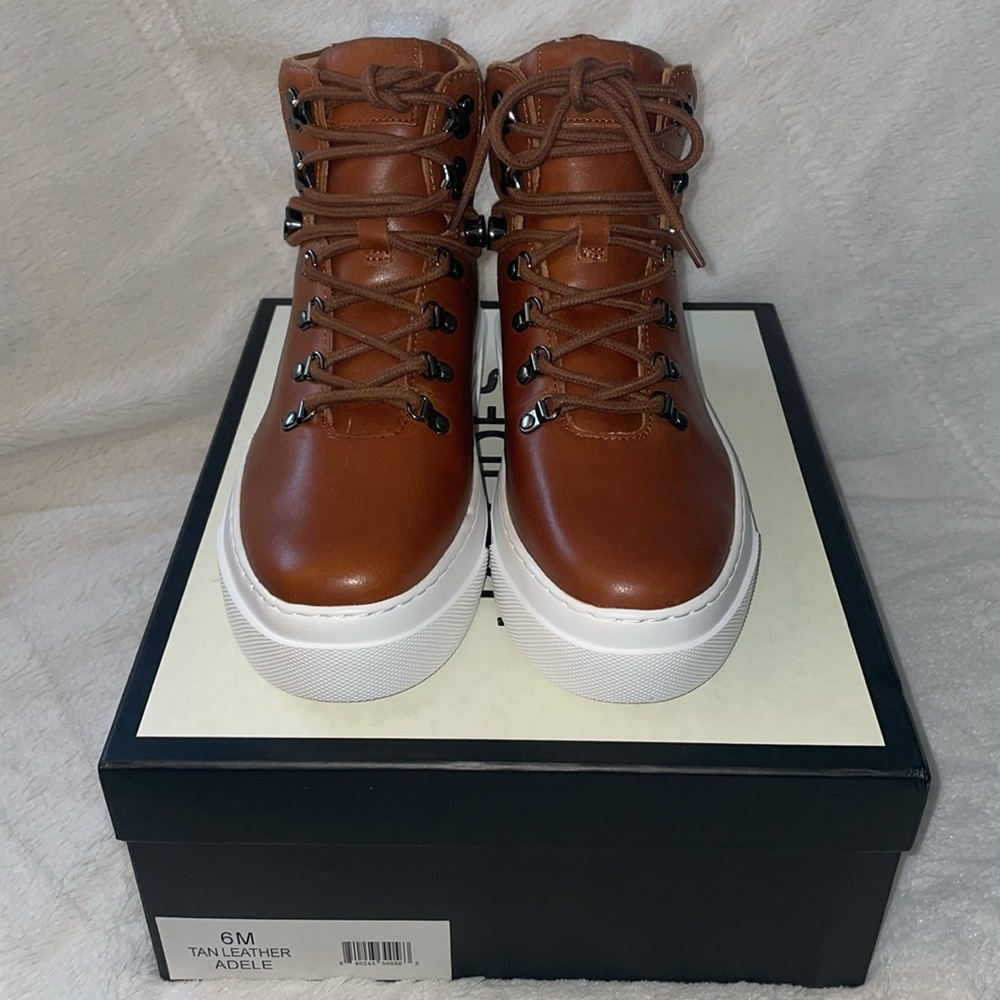 NWT J/SLIDES ADELE Tan Leather Casual Boot Sneaker - Picture 8 of 16